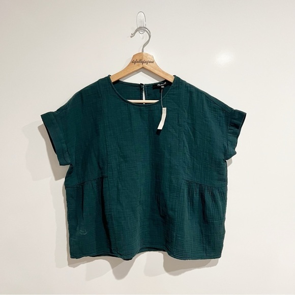 NWT Madewell Lightspun Cuffed-Sleeve Shirred Top - Picture 5 of 7